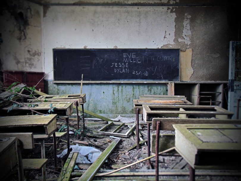 Latton Co. Monaghan 1941 Classroom with windows to the left of the desk arrangement