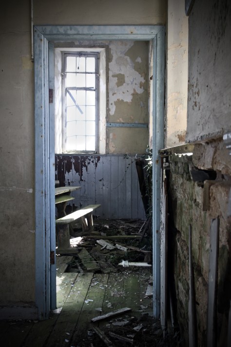 A view through the doorway from one classroom to the next