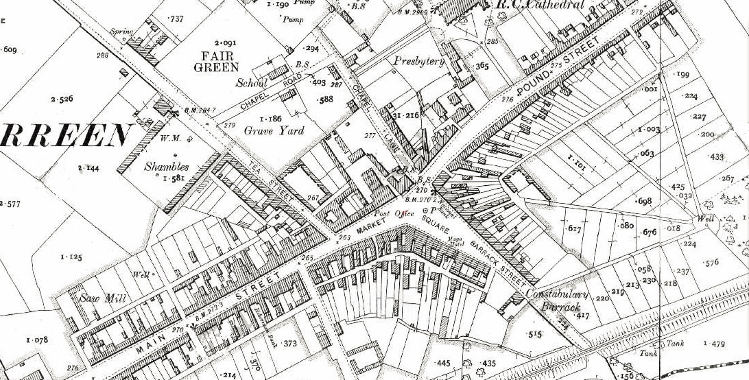 Ballaghaderreen First Edition 25 Inch Ordnance Survey Sheet c.1900