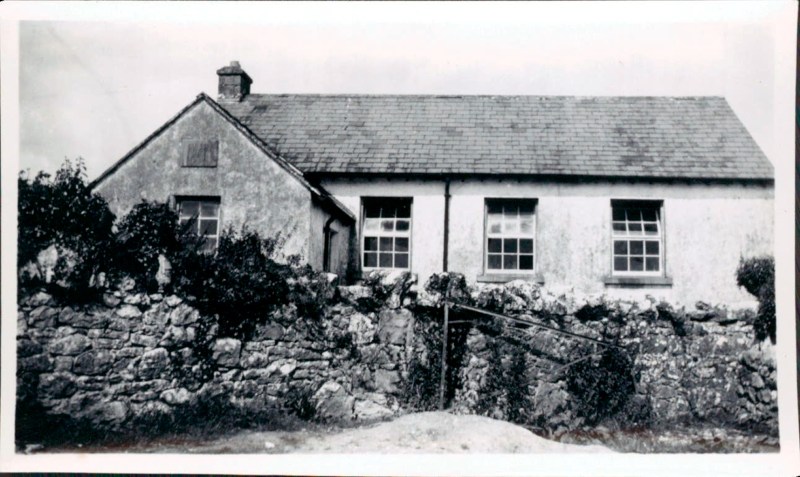 Kilnaboy National School c.1940 with the old school wall still standing