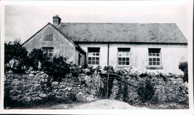 Kilnaboy National School c.1940 with the old school wall still standing