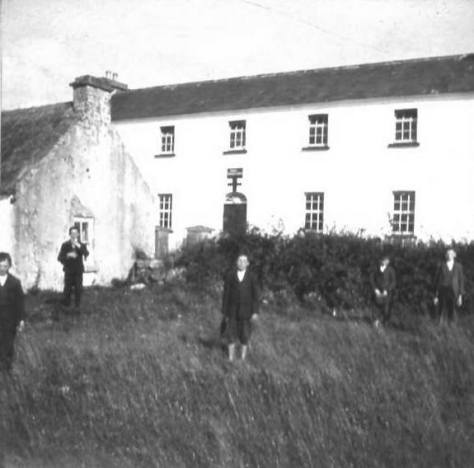 Tryhill/Islandcase National School 1908 - Laurence J Logan. The crude cross over the doorway can be seen in the background painted black