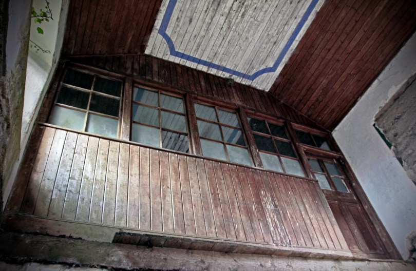 Tryhill National School - the brightly painted ceiling over the former stairwell